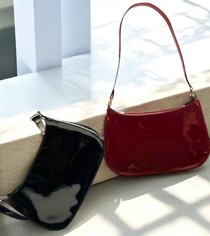 Maroon and black Patent leather bags