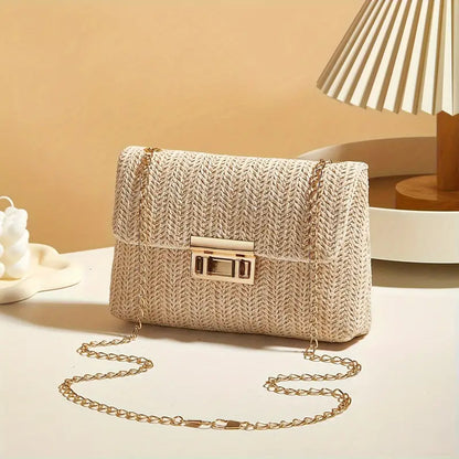 Sage - Woven Beige Shoulder Bag