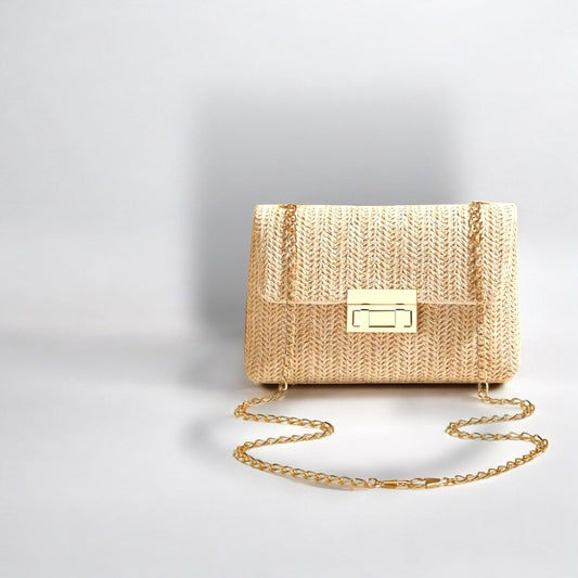 Sage - Woven Beige Shoulder Bag