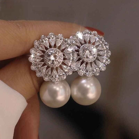 Zircons and Pearl Drop Earrings