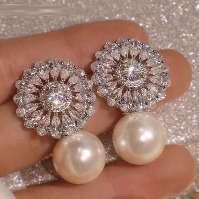 Zircons and Pearl Drop Earrings
