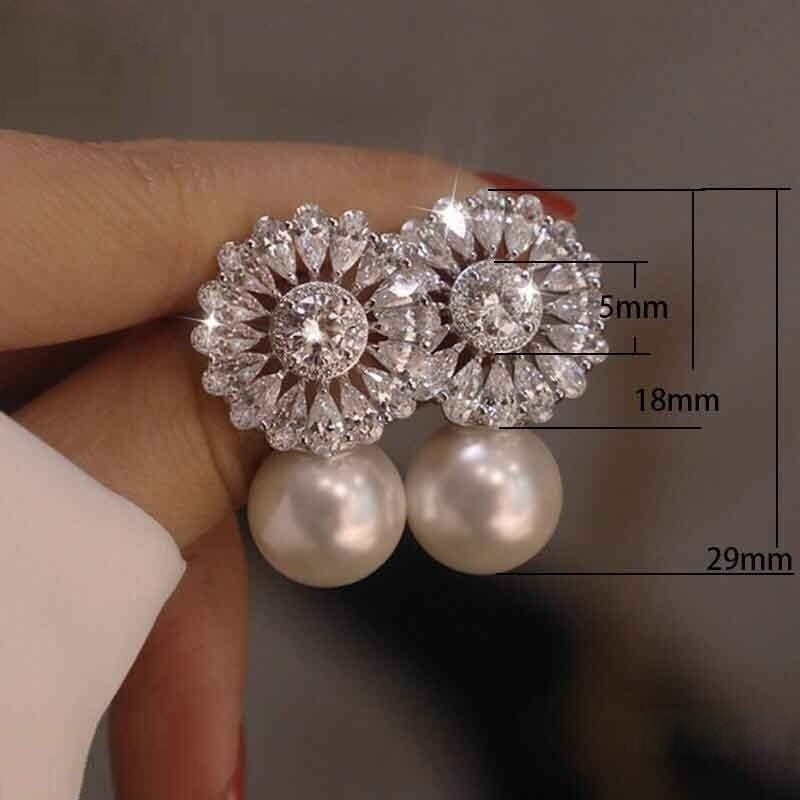 Zircons and Pearl Drop Earrings